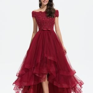Georgette High Low Maroon Dress